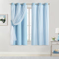 Bujasso Sky Blue 80% Blackout Curtains with Sheer Overlay Mix and Match Double Layer Thermal Insulated Window Panels 63 inch for Living Room Bedroom Blue Drapes with Tiebacks Grommet Top 37" Wx63 Lx2