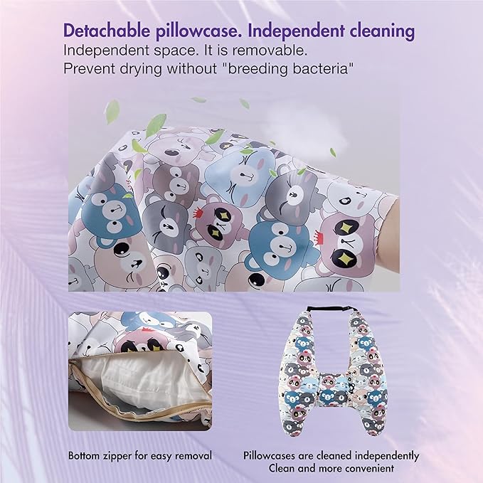 Car Pillow for Kids, Car Neck Head Support Cushion Set,Travel car seat Safety Pillow,h Shape car Sleeping Pillow Kids,Pillow case can be Disassembled and Washed (C)