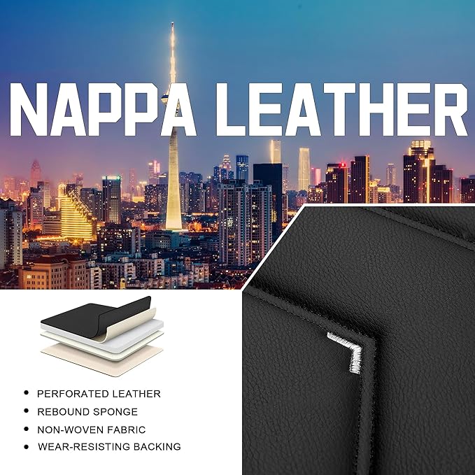 CTDS Car Seat Covers for Chevy Malibu 2000-2026, Stylish Sport Seat Cover, Premium Nappa Leather Car Seat Cover. Automobile Seat Covers Sets.(Standard 5 Seats/Black White)