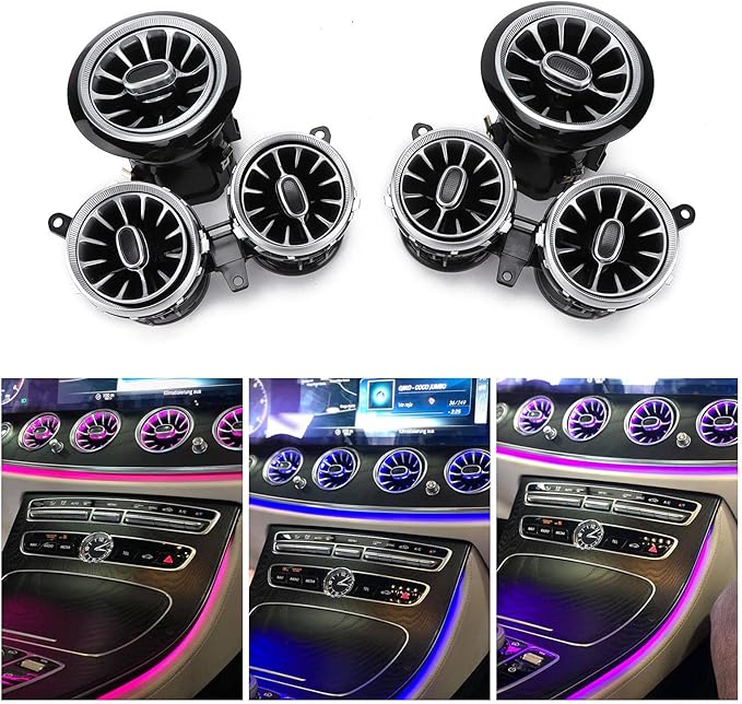 C238 Vent Led Kit,W213 Air Vent Ambient Light,6pcs 64 Color Front LED Turbine Air Vent Ambient Light Kit Replacement for Benz EClass W213 C238 20172021