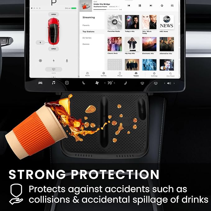 kwmobile Car Central Console Wireless Charging Pad Cover Compatible with Tesla Model Y/Model 3 Cover - Black