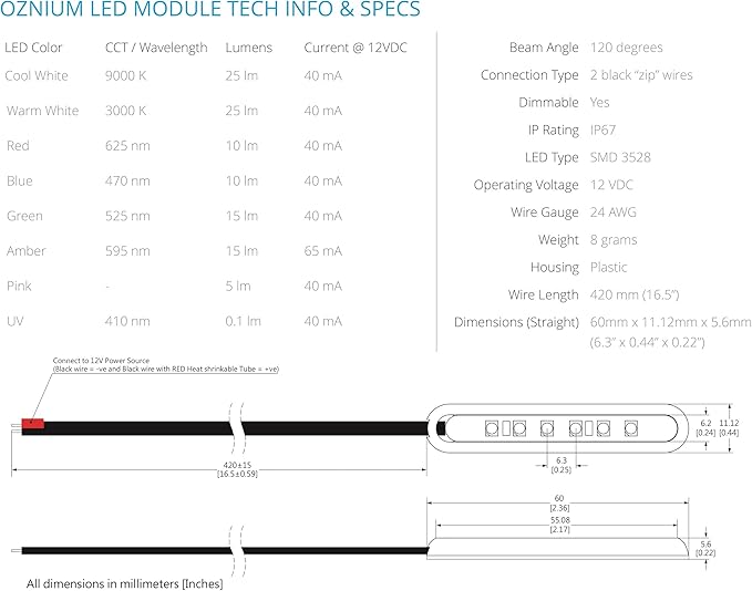 Oznium LED Modules (Straight Chrome, Red LED)