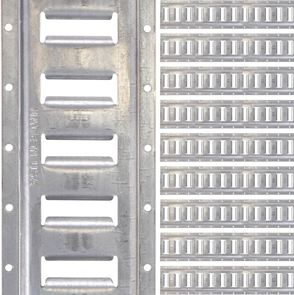 US Cargo Control Horizontal E Track, 5 Foot Length Cargo E Track, Galvanized Finish, 12 Gauge Steel, Easily Secure Cargo in an Enclosed Van Trailer, 10 Pack