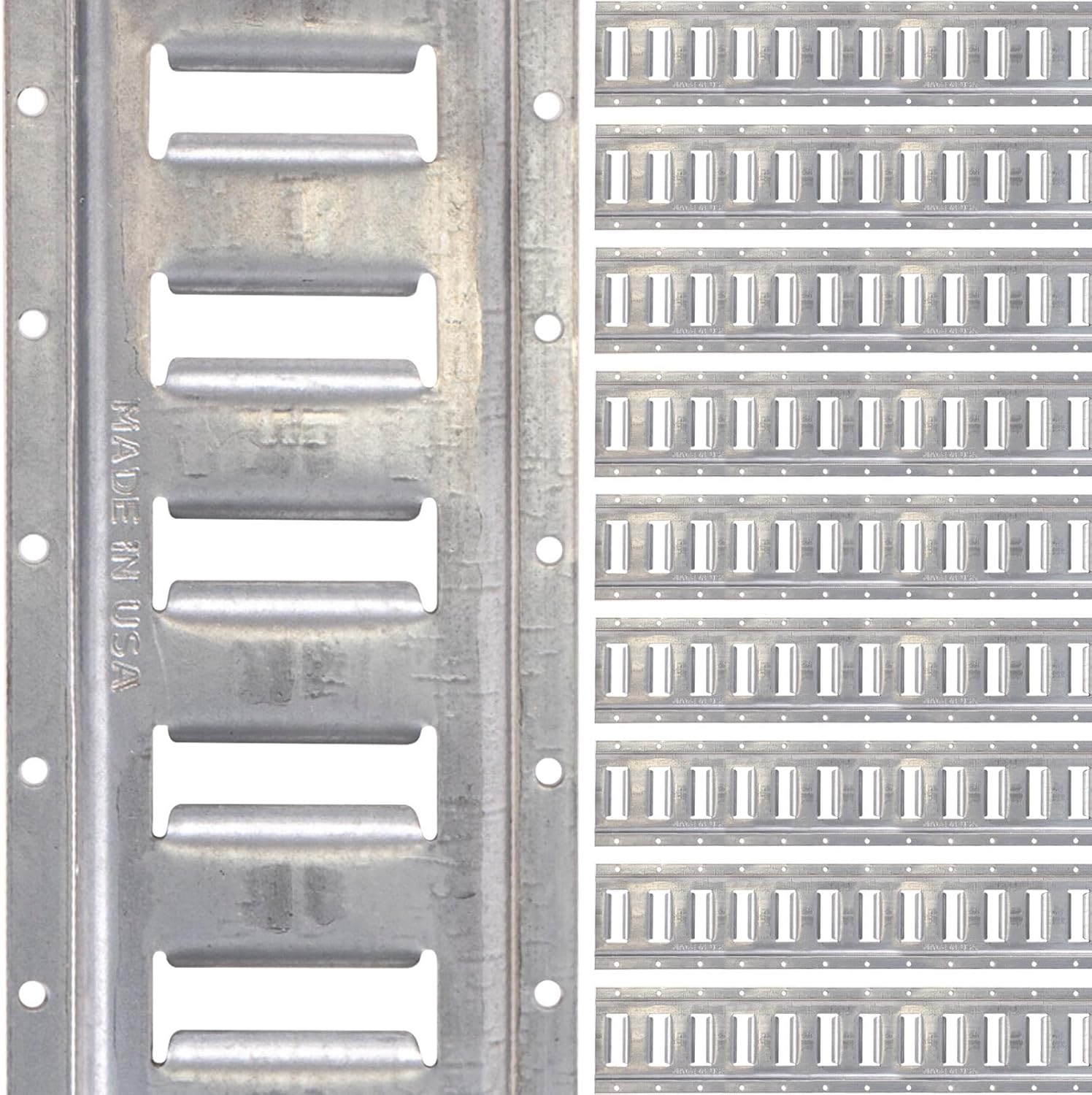 US Cargo Control Horizontal E Track, 5 Foot Length Cargo E Track, Galvanized Finish, 12 Gauge Steel, Easily Secure Cargo in an Enclosed Van Trailer, 10 Pack