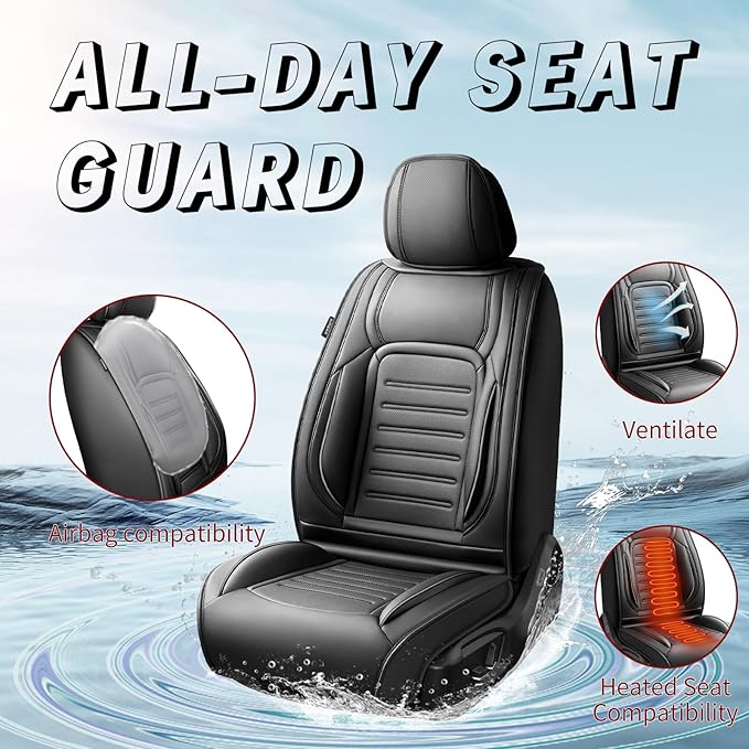 Fit Tucson Premium Leather Car Seat Covers Compatible with Hyundai Tucson 2010-2024 2026, Breathable, Wear Resistant, Airbag Compatible, All-Weather Protection & Full Coverage, Full Set Black