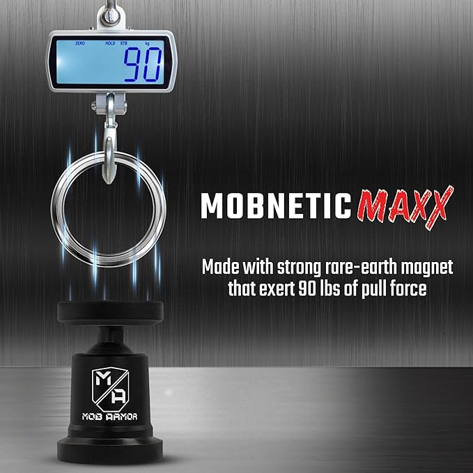 Mob Armor MobNetic Maxx - USA Assembled Magnetic Phone Holder for Car, Magnetic Car Phone Mount, 90-Degree Tilt, 360-Degree Rotation, Aluminum Metal, Compatible with iPhone & Android - Black