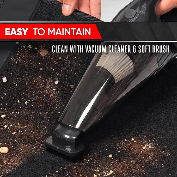 Motor Trend Waterproof Car Floor Mats Universal Fit Car Mats with Driver Heel Pad Leather Car Carpet Floor Mats for SUV Van Sedan Truck Anti-Slip Backing Carpet Mats Black/Black