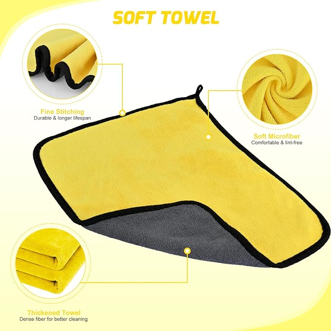 Nilight 15PCS Car Detailing Kit Auto Cleaning Tools Wash Set with Storage Carry Bag Beginners Easy to Use for Interior Exterior Car Care Clean Windshield Dashboard Seat Air Vents Wheels Tires, Yellow