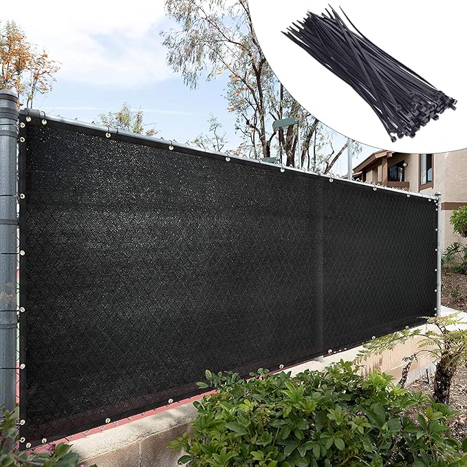 Royal Shade Custom Size 6' x 181' Black Fence Privacy Screen Windscreen Cover Netting Mesh Fabric Cloth - Cable Zip Ties Included (We Make Custom Size)