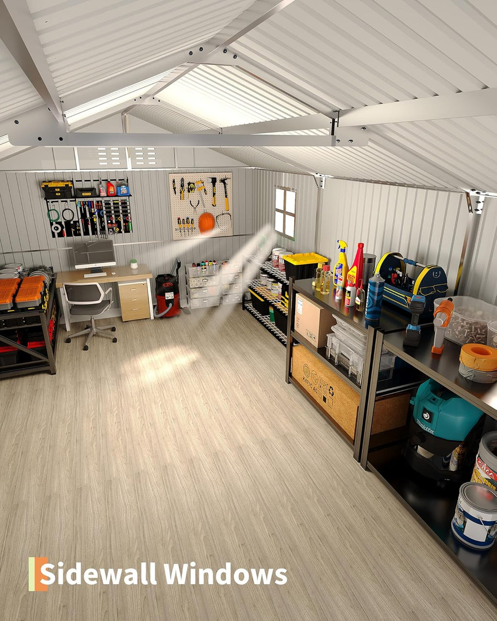 12x20 FT Metal Carport, Enclosed Car Port with Reinforced Frame and Steel Roof for All-Weather Use, Metal Garage Shed for Full-Sized Pickup Trucks