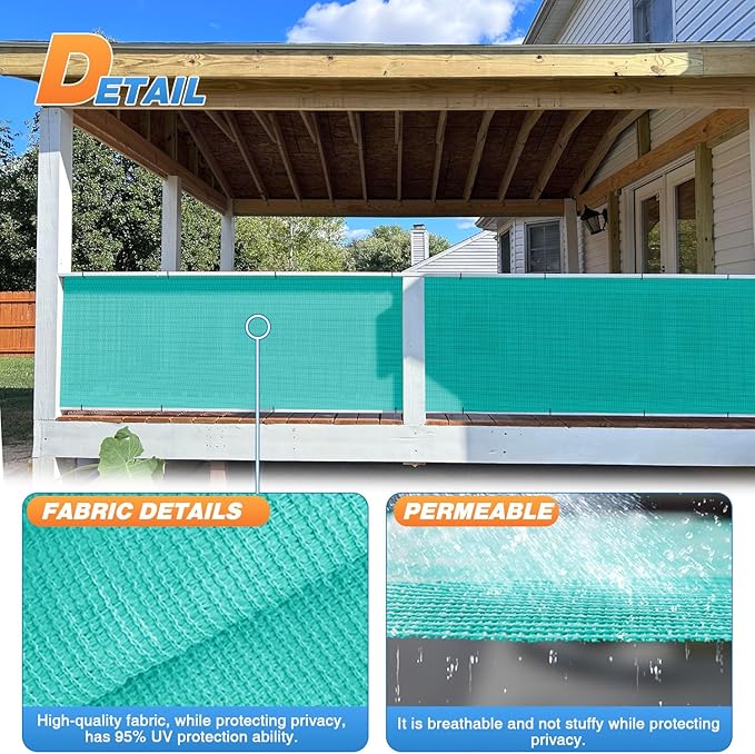 TANG Sun Shade Fabric Roll 8'x6' Shade Cloth for Garden Turquoise Green HDPE Mesh Shading Pergola Cover Replacement Canopy, 95% Blockage Sunshades for Outdoor Patio Backyard Plant