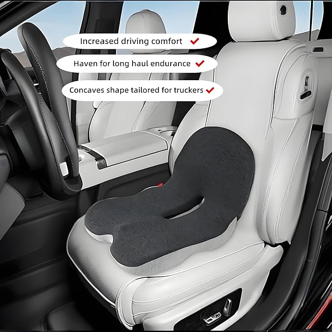L-Shaped Memory Foam Seat Cushion with Lumbar Support-Ergonomic Car & Office Chair Cushion for Sciatica, Coccyx & Back Pain Relief Supports Hips & Back for Drivers & Long Sitting (Double Grey)