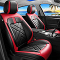 Car Seat Covers Fit for Mazda 3 2007-2025 2026, Premium Leather, Full Coverage Leather Waterproof Breathable Seat Cover, Automotive Seat Protectors, Airbag Compatible(Full Set Seats, Black Red)
