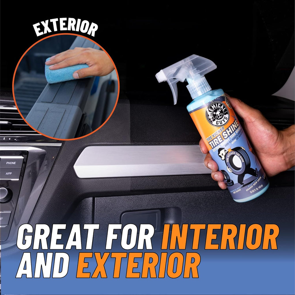 Chemical Guys Tire Kicker Sprayable Extra Glossy Tire Shine (Works on Rubber, Vinyl & Plastic), Great for Cars, Trucks, SUVs, Motorcycles, RVs & More, 16 oz (2 Pack)