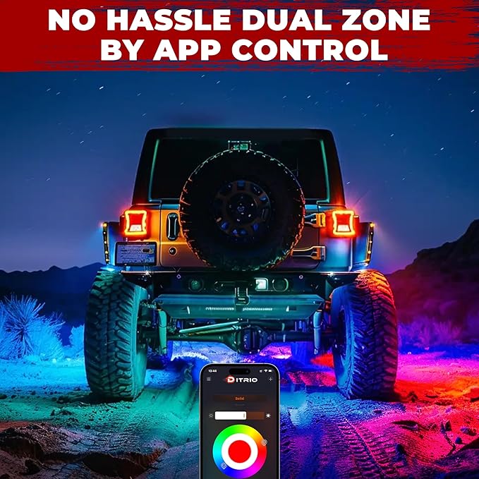 8 Pods Five Sided RGB Rock Lights for Trucks Jeep UTV SUV ATV Golf Cart, Multi Chasing Color App/Remote Control Led Rock Lights with Music Mode, Waterproof Exterior Underglow Kits for Cars(Patented)