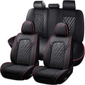 Truck Seat Covers for Ford Bronco 2021-2026, Waterproof Premium Leather Full Coverage Car Seat Cover, Muscle Sport Style Auto Interior Seat Cover Sets (Full Set/Black Red)
