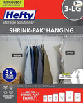 Hefty Shrink-Pak Vacuum Storage Bags - Space Saver for Under Bed Storage, Clothing and Comforters, 3X More Storage Space - 3 Large Hanging Bags