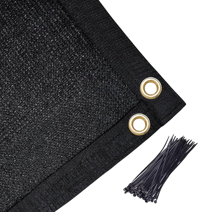 Amagenix 90% Shade Fabric 5'X 21' Black Sun Shade Cloth with Grommets for Pergola Replacement Shade Cover Canopy, Heavy Duty, Cable Zip Ties Included (We Customized)