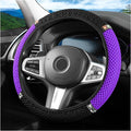 Bling Car Steering Wheel Cover, 15 Inch Crystal Rhinestones Elastic Stretch Breathable Vehicle Steering Wheel Protector for Women Girls, Universal Auto Interior Accessories (Black Purple)