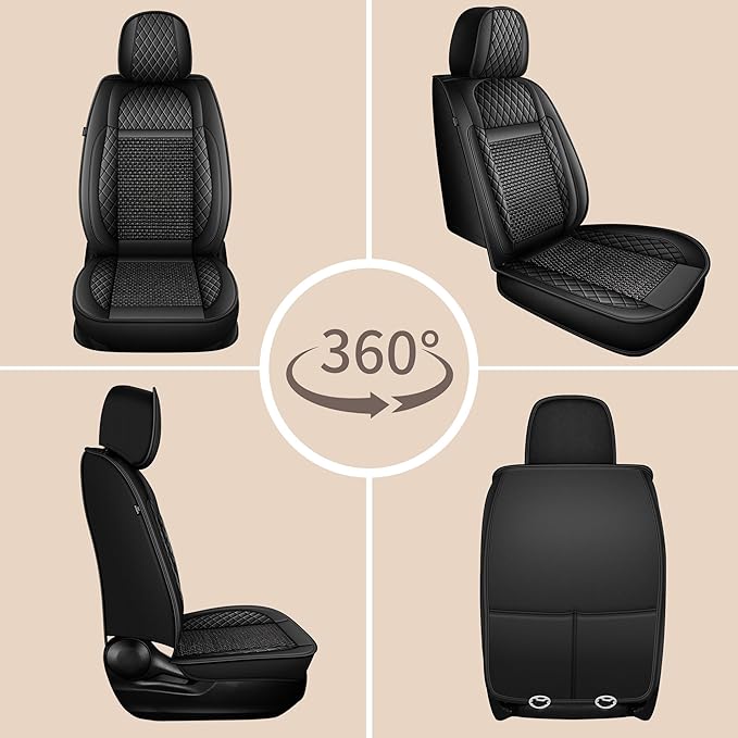 TTX LIGHTING for Acura RDX 2008-2026 Car Seat Covers, Breathable Ice Silk & Leather Seat Protector, Cool & Anti-Sweat for Long Driving, Airbag Compatible, 2 Front Seats (Black)