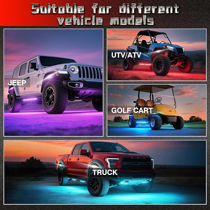 20 Pods RGB LED Rock Lights for Trucks Offroad Pickup Trailer Sedan SUV Cars, Waterproof Multicolor Neon Underglow Kit with Bluetooth APP/RF Remote, Vehicle Accent Underbody Light Underneath 12V