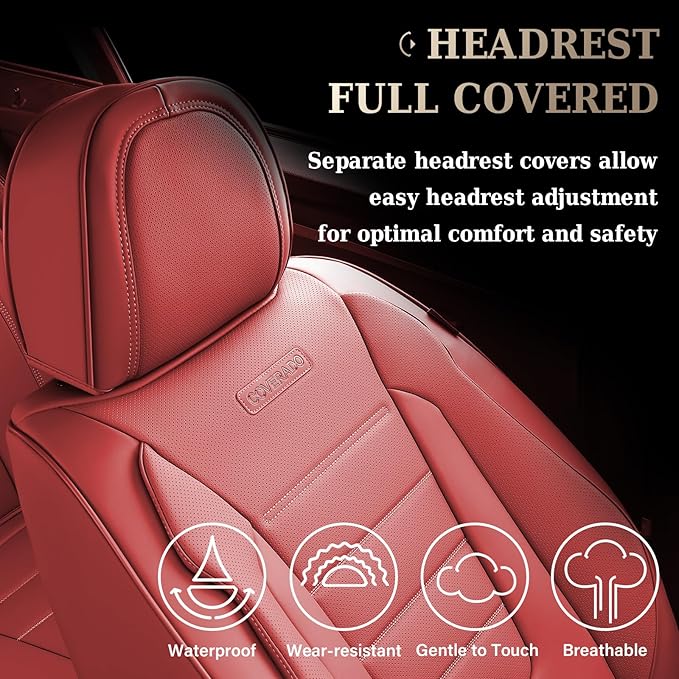 Coverado Car Seat Covers Front, Seat Covers for Cars, Waterproof 2-Pack Car Seat Cushions, Leather Carseat Seat Protectors, Universal Seat Covers Fit for Most Sedans SUV Pick-up Trucks(Red)