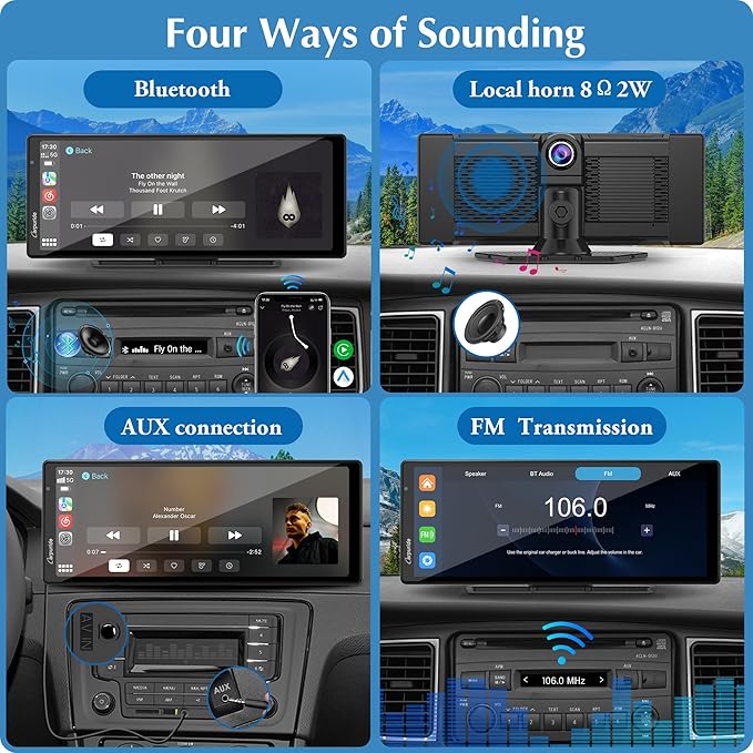 Carpuride W903 Wireless Carplay & Android Auto with Dash Cam - 9.3" HD IPS Touch Car Play Screen for Car, 4K Front & 1080P Rear Camera, Loop Recording, Bluetooth Audio, Mirror Link, GPS, Siri