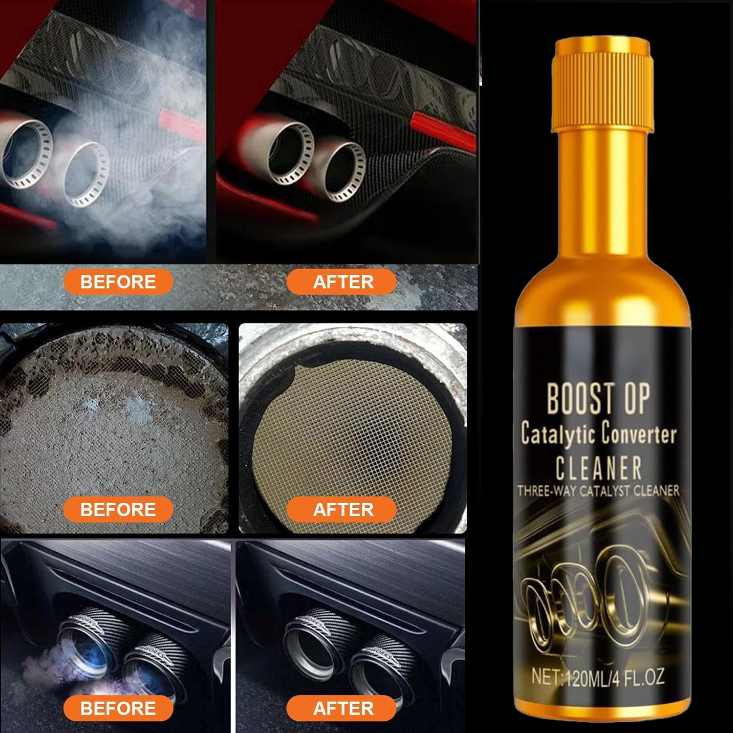 Catalytic Cleaner, Boost Up Catalytic, Boost Up Catalytic Converter Cleaner Auto Parts EngineFuel and Exhaust Pipe Cleaners,Fuel System Treatment Oil for Gas and Diesel Car (2PCS)