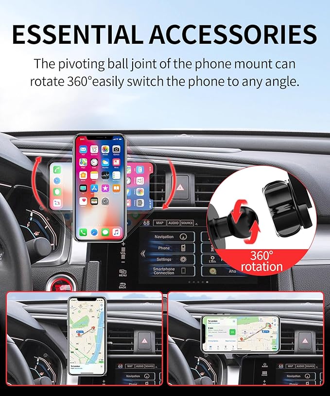MaserWeller Car Phone Holder for Honda Civic 2016-2021 Accessories 5/7-inch Screen Fixed Clip, 360° Rotation Phone Mount Compatible with MagSafe,Cell Phone Holder that Does Not Affect Air Vent