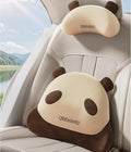 Cute Panda Car Neck Pillow & Lumbar Support Memory Foam Cushion for Driving Adjustable Headrest Waist Pillow for Most Seats (Brown, Headrest & Backrest)