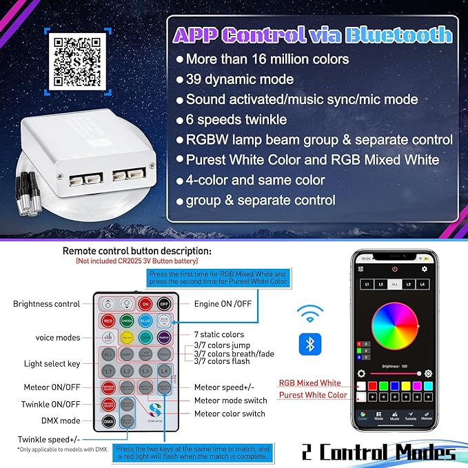 Split 4 Colors 12W Car Starlight Headliner Kit 600pcs*0.02in*9.8ft with APP&RF Remote,RGBW Fiber Optic Strands Star Roof Lights,4 Port Engine Sound Activated Star Ceiling Lights for Car/Home Decor