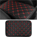 Car Center Console Cushion Pad, Anti-Scratch PU Leather Auto Armrest Seat Box Protector, Waterproof Arm Rest Protection Cover Interior Decoration for SUV Sedan Truck (Red)