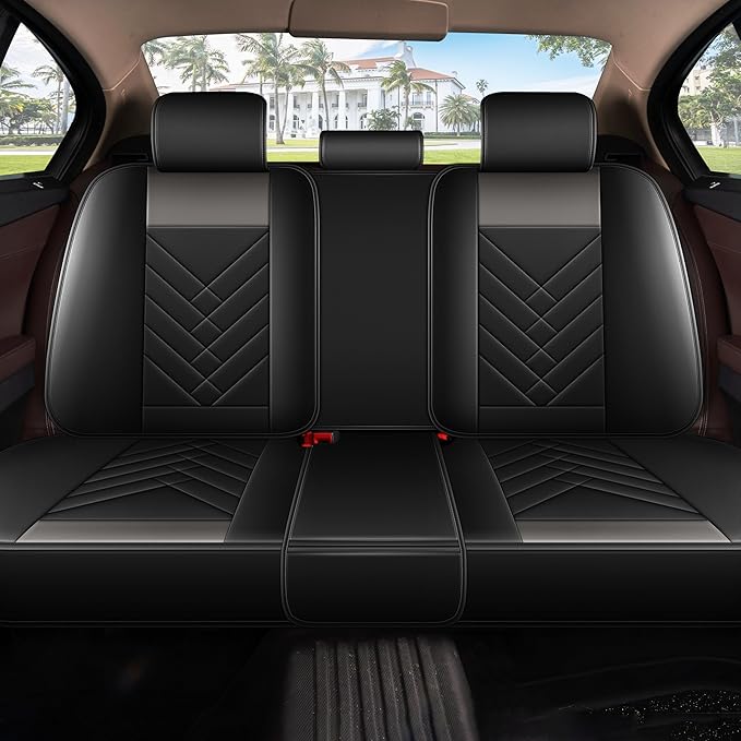 AOMSAZTO Car Seat Cover for Chevrolet Chevy Trailblazer 2021-2024 2025 2026 Full Set: Waterproof Faux Leather Car Seat Protector - Interior Seat Covers Decoration Refresh Accessories - Black&Grey