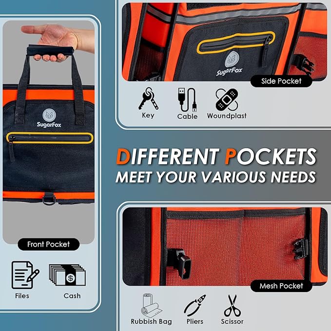 SugarFox 95L Car Trunk Organizer & Storage With 26L Ice Pack, Waterproof Foldable | Trunk Organizers for SUVs & Cars, Car Storage Organizer, Great Gift for Drivers (Orange-M004)