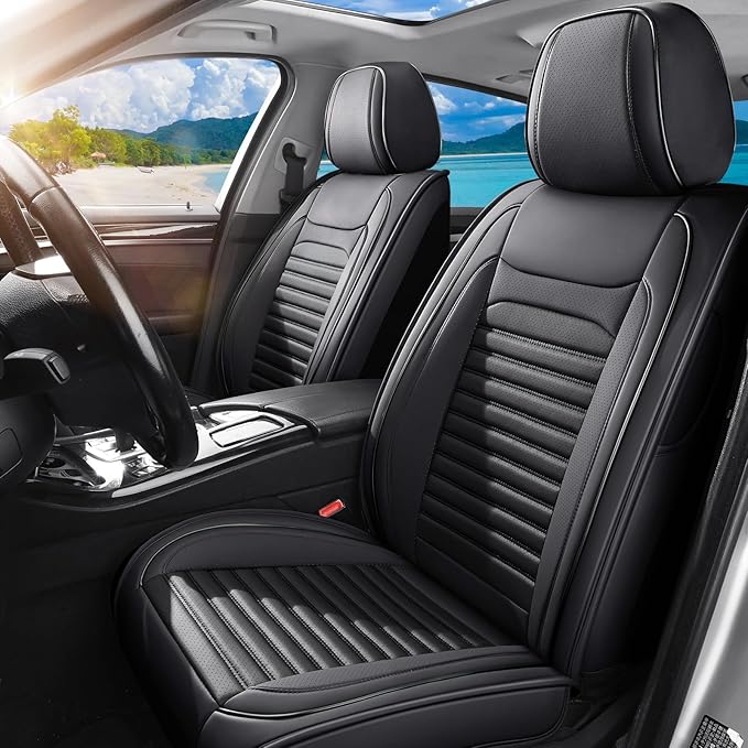 Front Seat Covers Fit for Toyota Corolla Cross 2021-2026, Car Seat Covers Front Seats, Breathable Faux Leather Automotive Seat Covers Front Pair Anti-Slip Seat Cover(Black, Front)