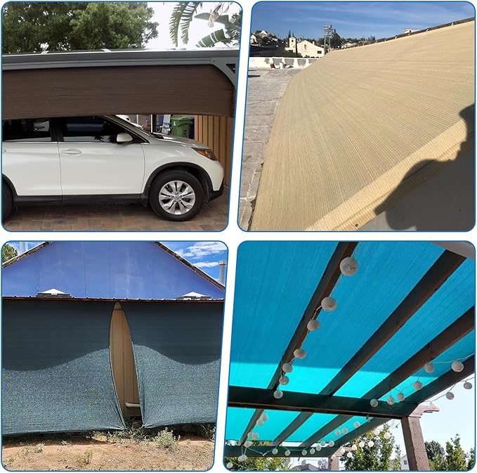 TANG Sun Shade Fabric Roll 8'x93' Shade Cloth for Garden Beige HDPE Mesh Shading Pergola Cover Replacement Canopy, 95% Blockage Sunshades for Outdoor Patio Backyard Plant