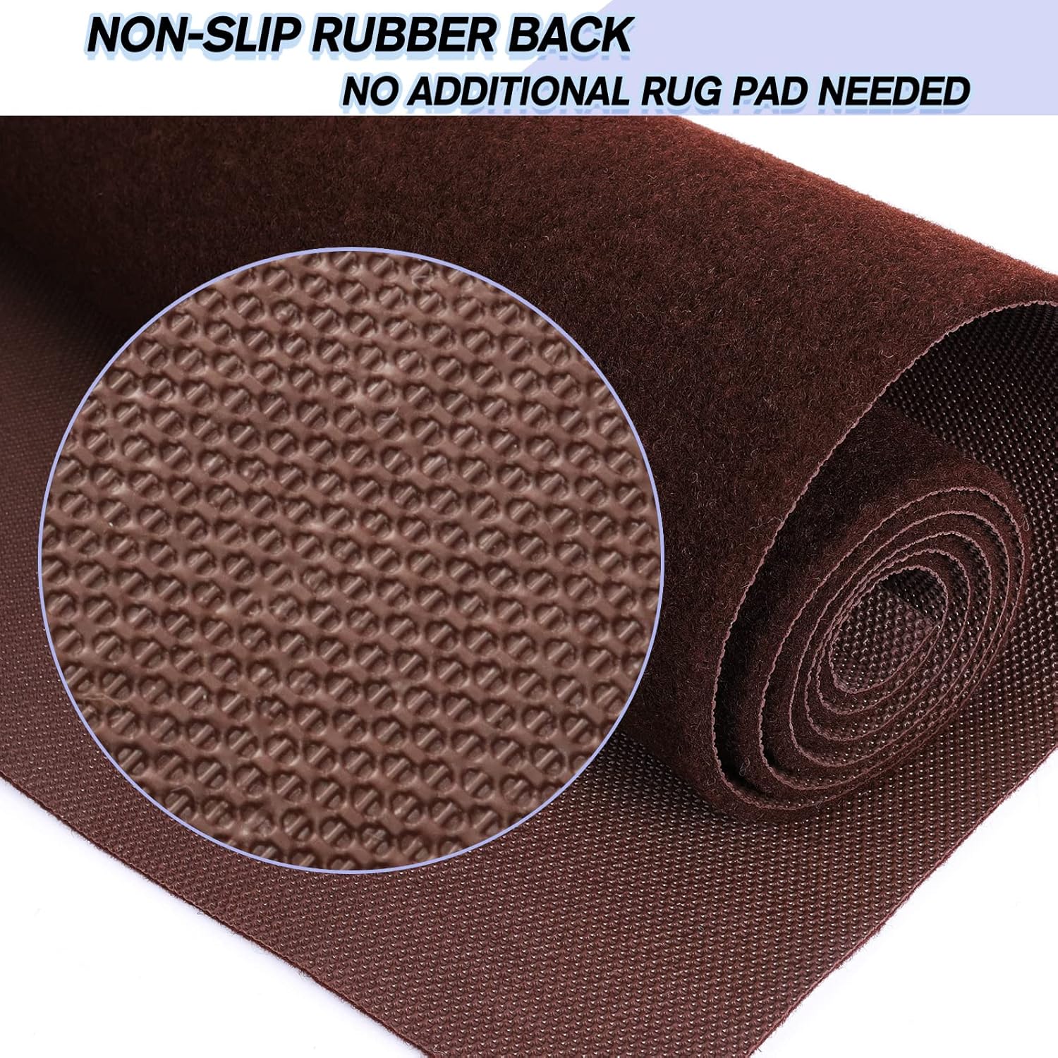 Custom Size Backed Non-Slip Area Rugs Runner, Easy Clean, Waterproof Runner Rugs for Hallway Entryway, Kitchen, Laundry, 3FT x 77FT, Brown