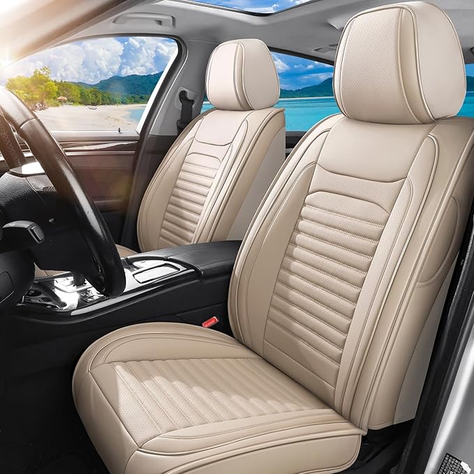 Front Seat Covers Fit for Toyota RAV4 2001-2026, Car Seat Covers Front Seats, Breathable Faux Leather Automotive Seat Covers Front Pair Anti-Slip Seat Cover(Beige, Front)
