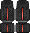 CAR PASS Metal Medium Rubber Floor Mats for car Heavy Duty car mats All Weather, Universal Trim to Fit for Truck SUV Vehicle Automotive Floor Mats, Waterproof car mats 4 Piece (Red Black)