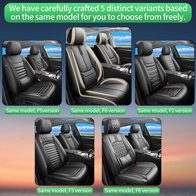 Fit Santa Fe Car Seat Covers for Hyundai Santa Fe 2007-2025 2026 -Upgraded Premium Waterproof & Breathable Leather,Airbag Compatible,All-Weather Seat Cushion Protector,2 Front/Black-Beige