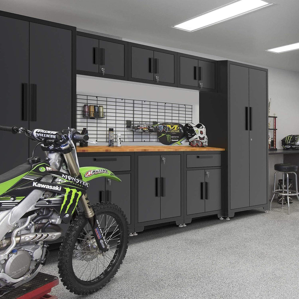 Torin Garage Cabinets Storage System, 9 Piece Included Steel Drawers Rolling Chest,Locked Storage Cabinet, Perfect for Organizing Garage and Tools, Black/Grey