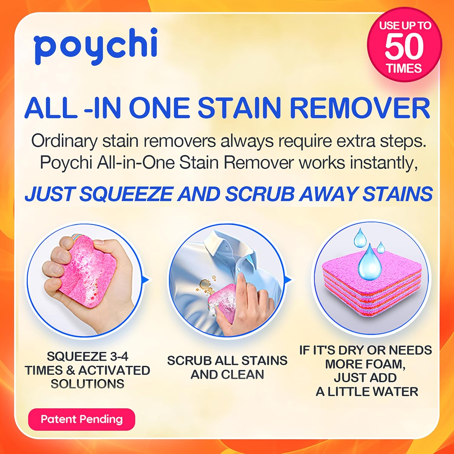 Magical Fiber Stain Remover- Use as Spot Remover- No Dry Cleaning Food, Grease, Coffee Off Laundry, Tea, Fabric, Pet Stains, Stain Remover Sponge Clothes, Carpet, Sofa, Mattress & Upholstery (5 Pack)