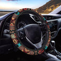 SEANATIVE Car Steering Wheel Cover for Men Breathable Anti Slip Auto Steering Wheel Covers fit Standard Size 15inches, Brown Aztec Geometric Print