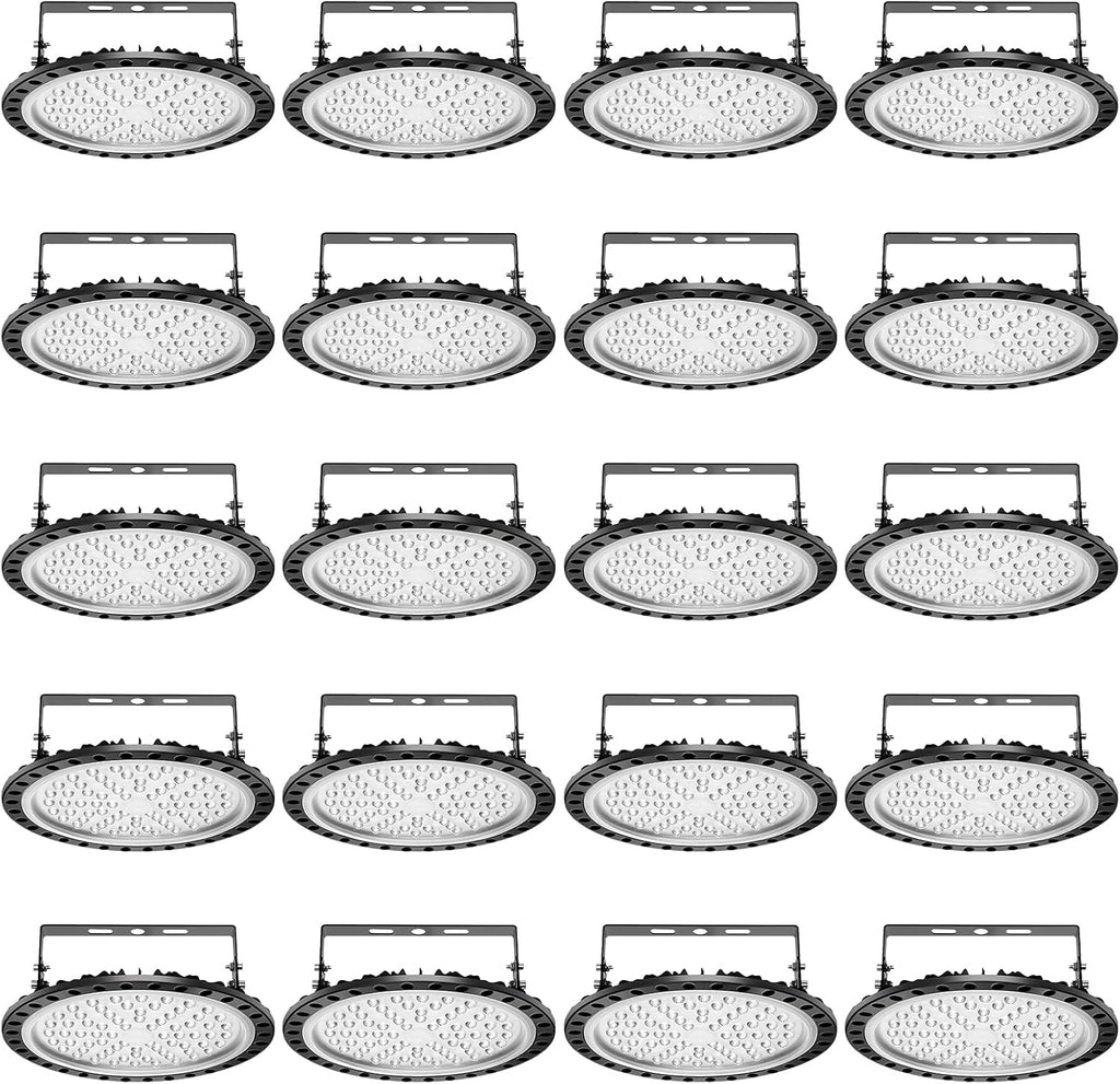 Viugreum High Bay LED Shop Lights, 300W UFO LED High Bay Light 30,000LM 120V LED High Bay Lights 5000K Daylight, Alternative to 1300W MH/HPS for Garage Workshop Barn Factory Warehouse - 20 Pack