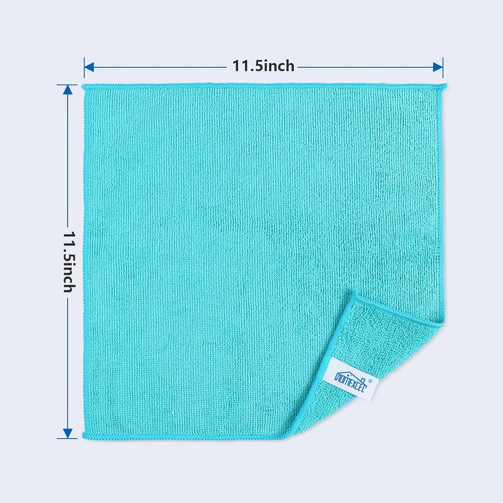 HOMEXCEL Microfiber Cleaning Cloth, 50 Pack Cleaning Rags, Cleaning Towels with 4 Color Assorted, 11.5"X11.5"(Green/Blue/Yellow/Pink)