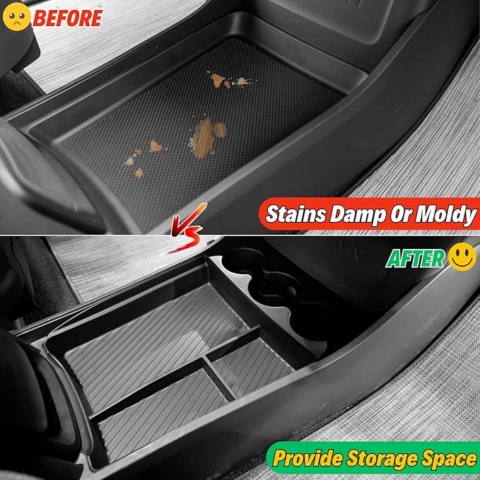 Lower Center Console Organizer Tray with Cup Holder/Armrest Organizer Storage Box Compatible with 2026 2025 2024 2023 2022 Rivian R1s R1t Interior Insert Accessories, Black - 2 Pack