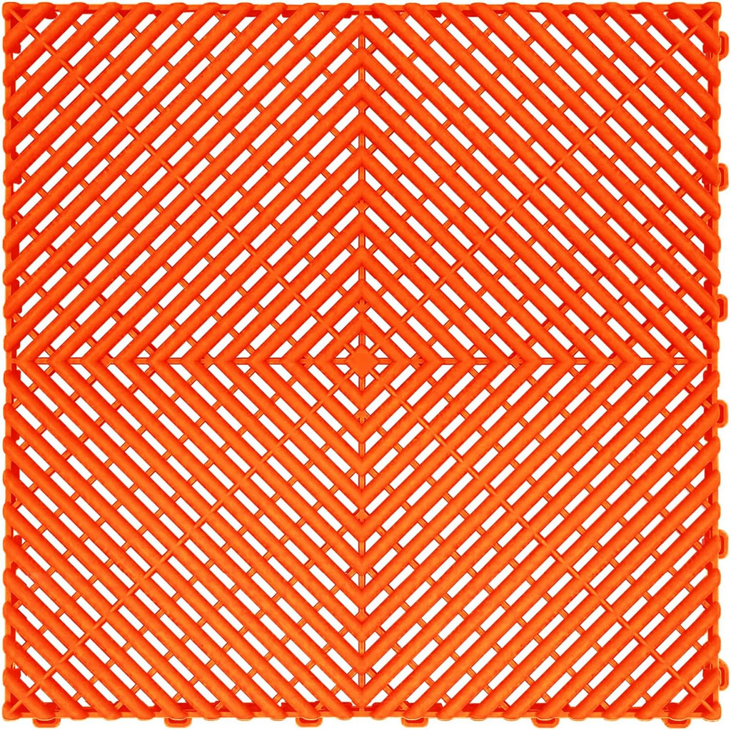 15.7"x15.7" Garage Flooring Tiles, Non-Slip Interlocking Plastic Garage Floor Mat, Garage Organization & Garage Storage, Vented Pattern (Orange, 25PCS)
