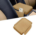 Car Center Console Cover, Napa Leather Car Armrest Cushion with Side Pockets, Memory Foam Auto Armrest Seat Box Mat, Universal Interior Armrest Protective Cover Accessories for Most Vehicle