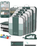 10 Set Compression Packing Cubes for Travel Essentials,Compressible Expandable Packing Cubes for Suitcase,OlarHike Luggage Organizer Bags for Travel,Handy Helper for Organizing Clothes(Dark Green)