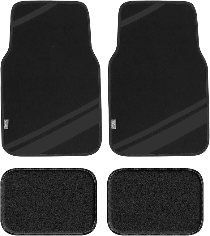 FH Group Car Floor Mats - Carpet Floor Mats for Cars, Universal Fit Automotive Floor Mats, All Purpose Car Floor Mats, Carpet Protector Mat for Most Sedan, SUV, Truck Floor Mats Black